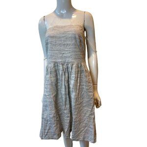 Banana Republic Womens Strapless Mini Dress Pinstripe Linen Grey White Size 10